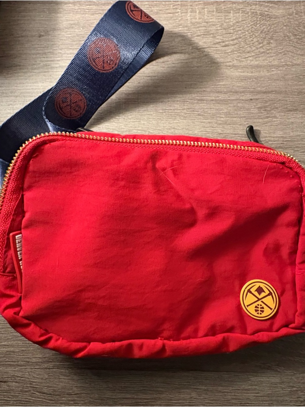 Denver Nuggets Red Crossbody Bag with Navy Strap